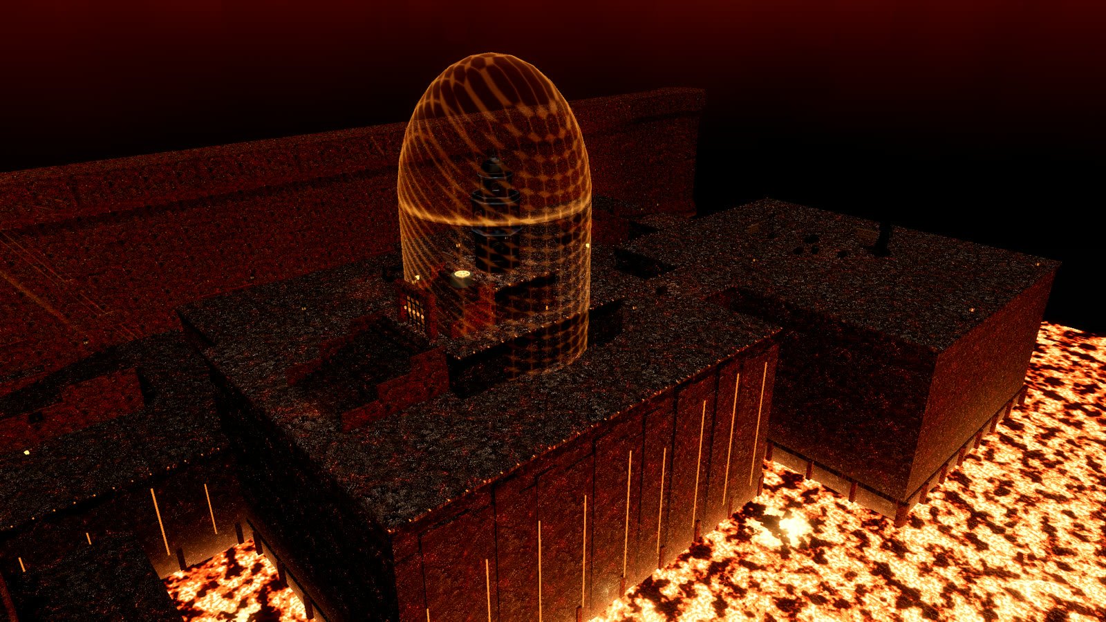 The sealed sanctuary dome over the Foundry's lava atrium