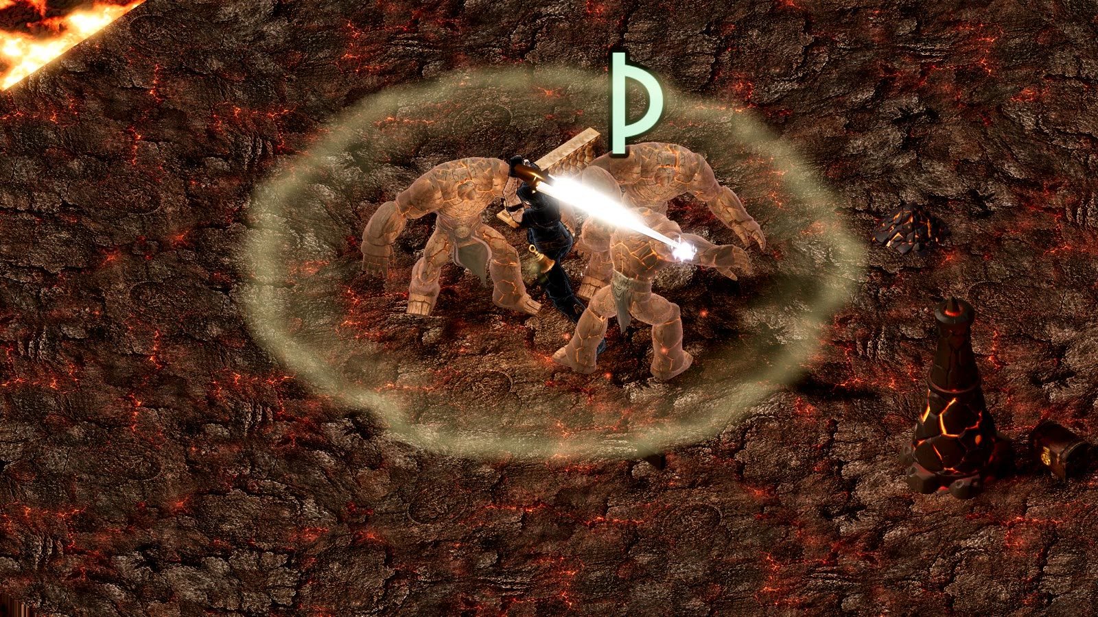 The divine shield flares as clay chargers press the winding envoy