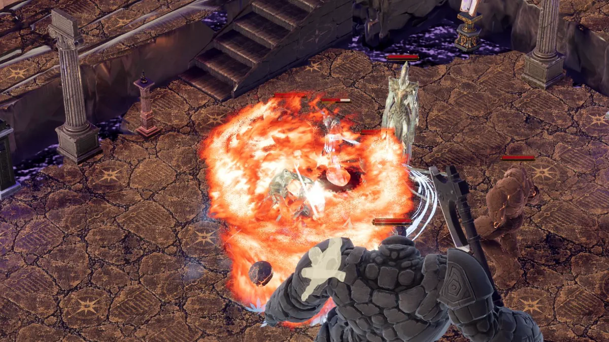 Winnow's fire bursts over the pack, a sentinel in front