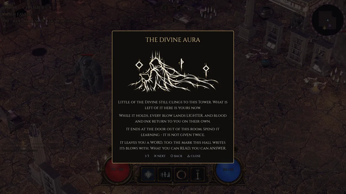 A statue grants a word of power and three letters