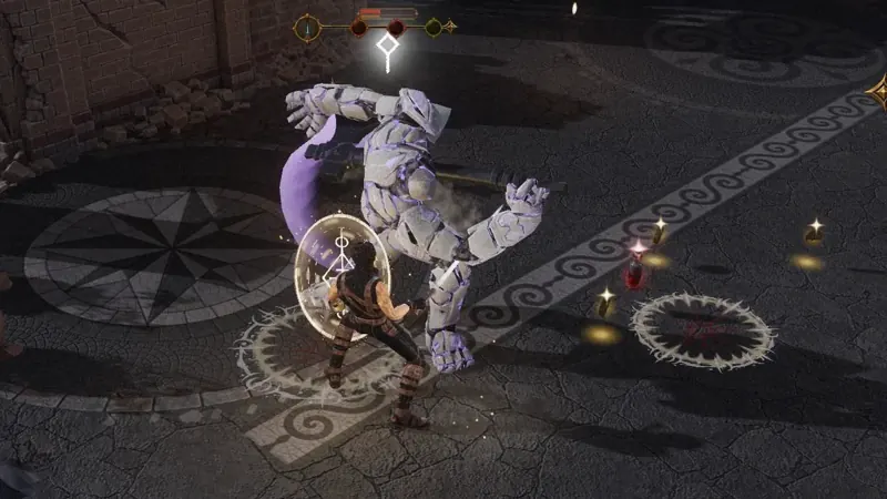 The same slam read in white, answered with a parry