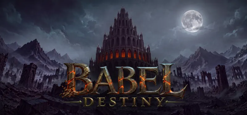 Header art: the Babel Destiny wordmark before the Tower at night